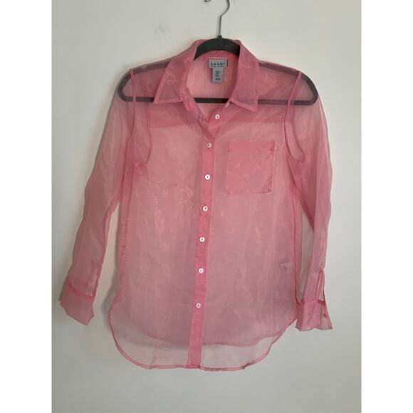 Nicole Miller Sheer Pink Blouse size xs‎ - Picture 1 of 6